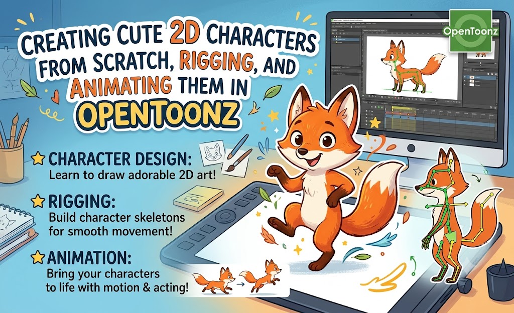 Creating Cute 2D Characters from Scratch, Rigging, and Animating Them in OpenToonz