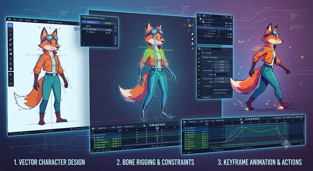 Creating 2D Vector Characters, Rigging, and Animation in Blender